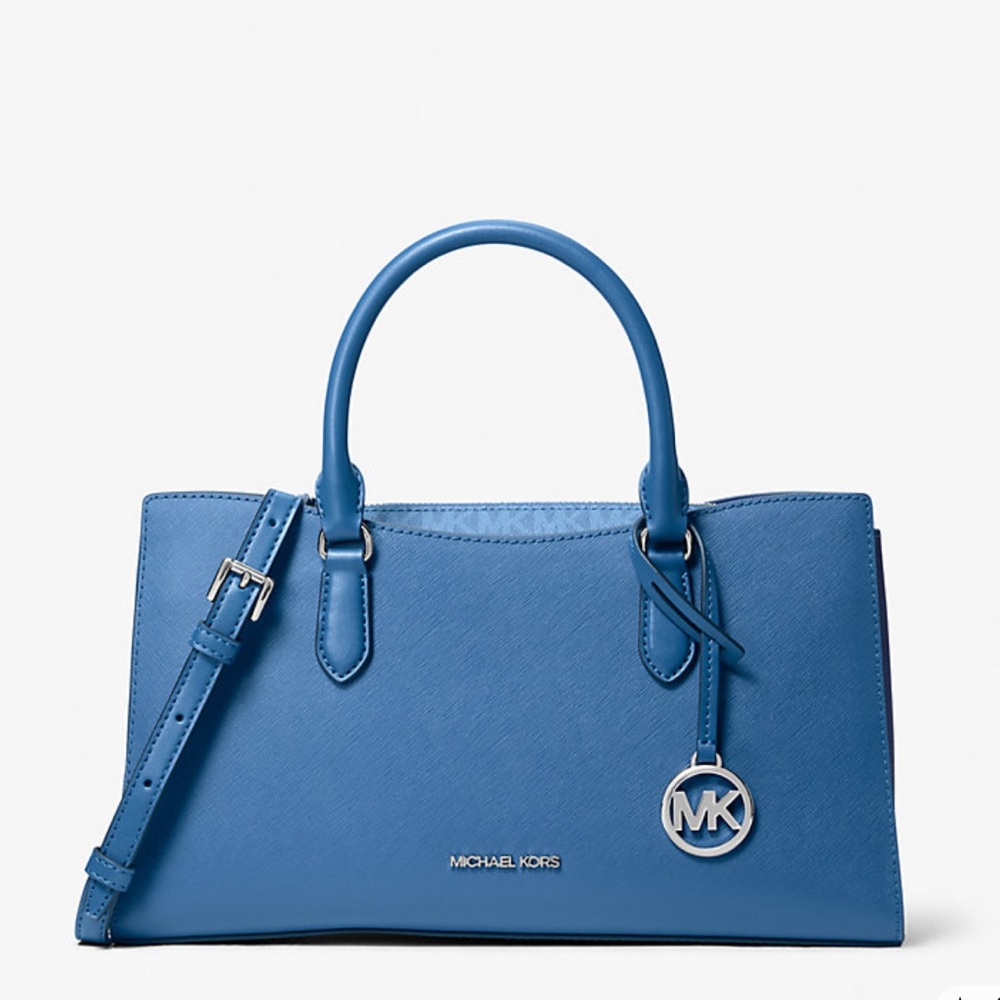 MICHAEL KORS Arden Md Top-Zip EW Leather Tote Crossbody Satchel 
Galaxy Blue
NWT